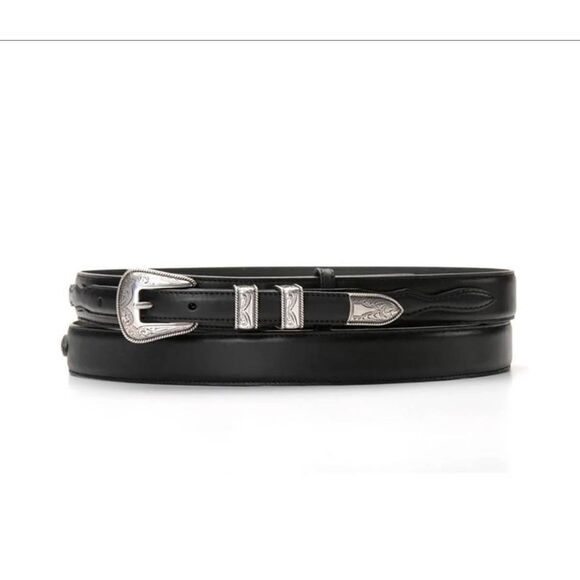 Nocona Men's 36 Black Genuine Leather Grain Adjustable Western Belt Cowboy - Picture 1 of 5